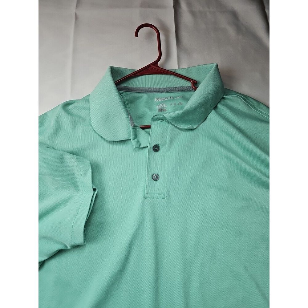 Reebok Polo Shirt Mens 4XL‎ Golf Performance Outdoor Green Spellout Logo Casual